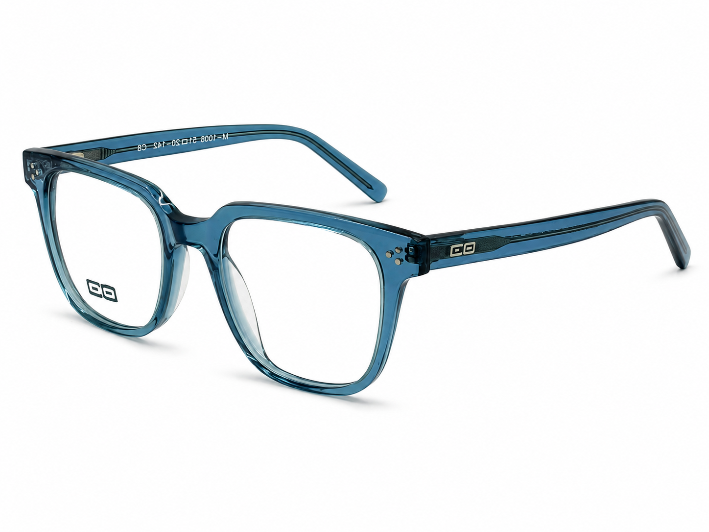 O3 Transparent Teal Square Acetate Frame
