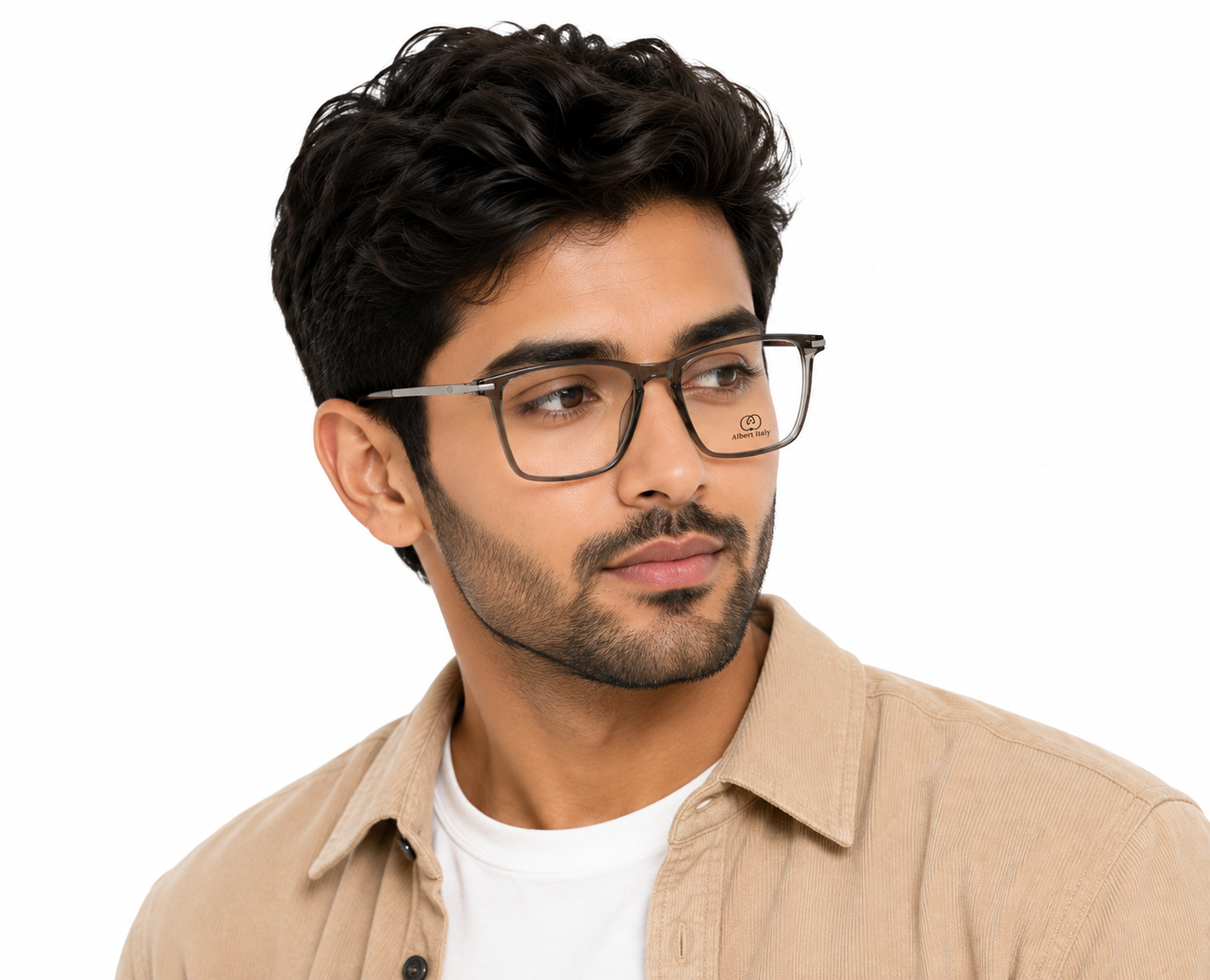 Albert Italy Translucent Grey & Gunmetal Rectangular Frame - Image 5