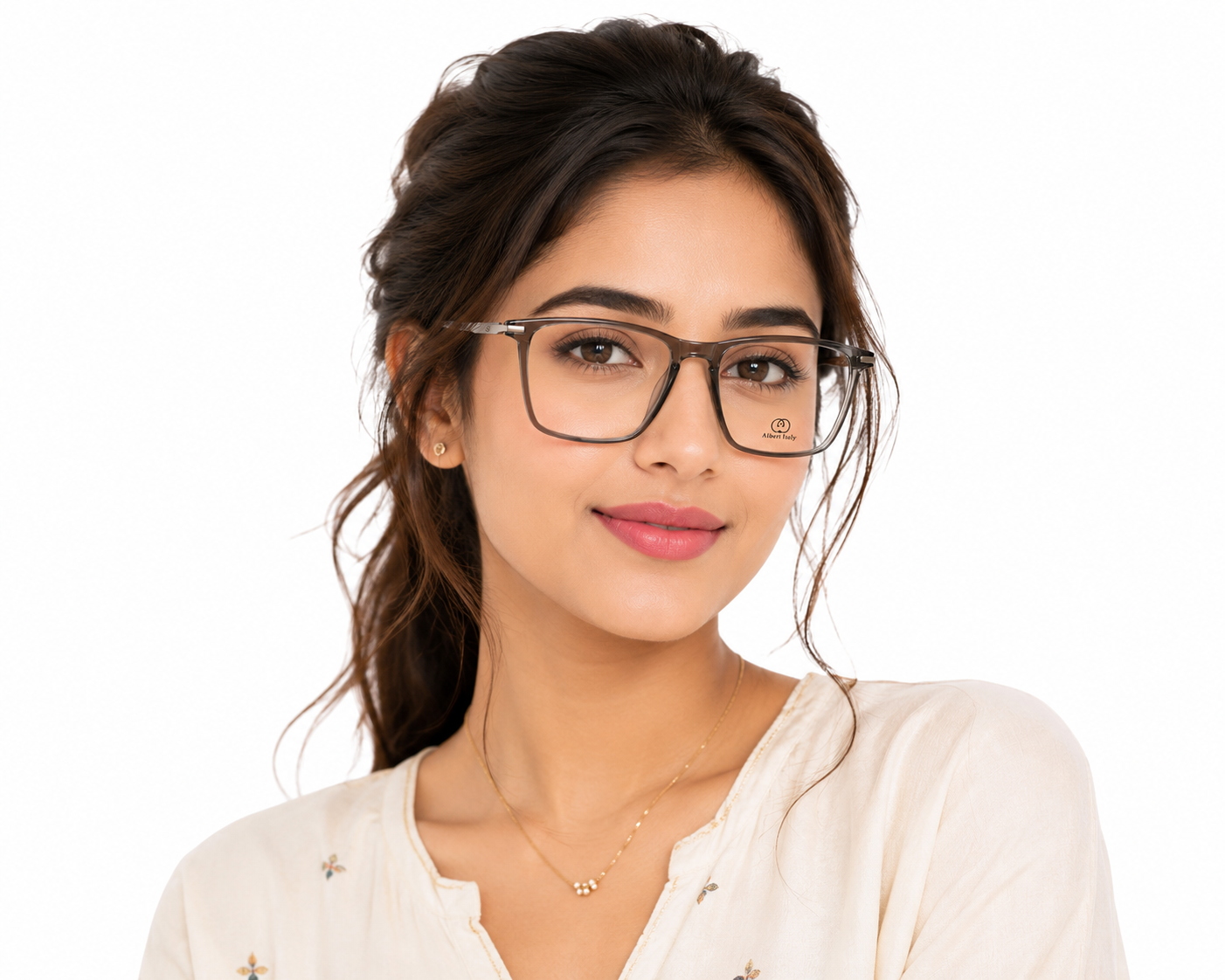 Albert Italy Translucent Grey & Gunmetal Rectangular Frame - Image 4