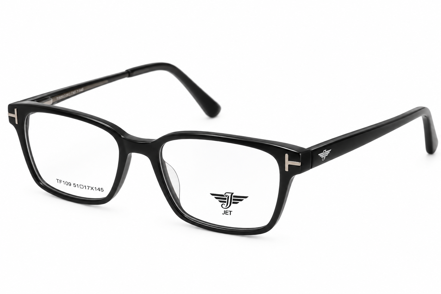 JET Classic Black Square Acetate Frame - Image 2