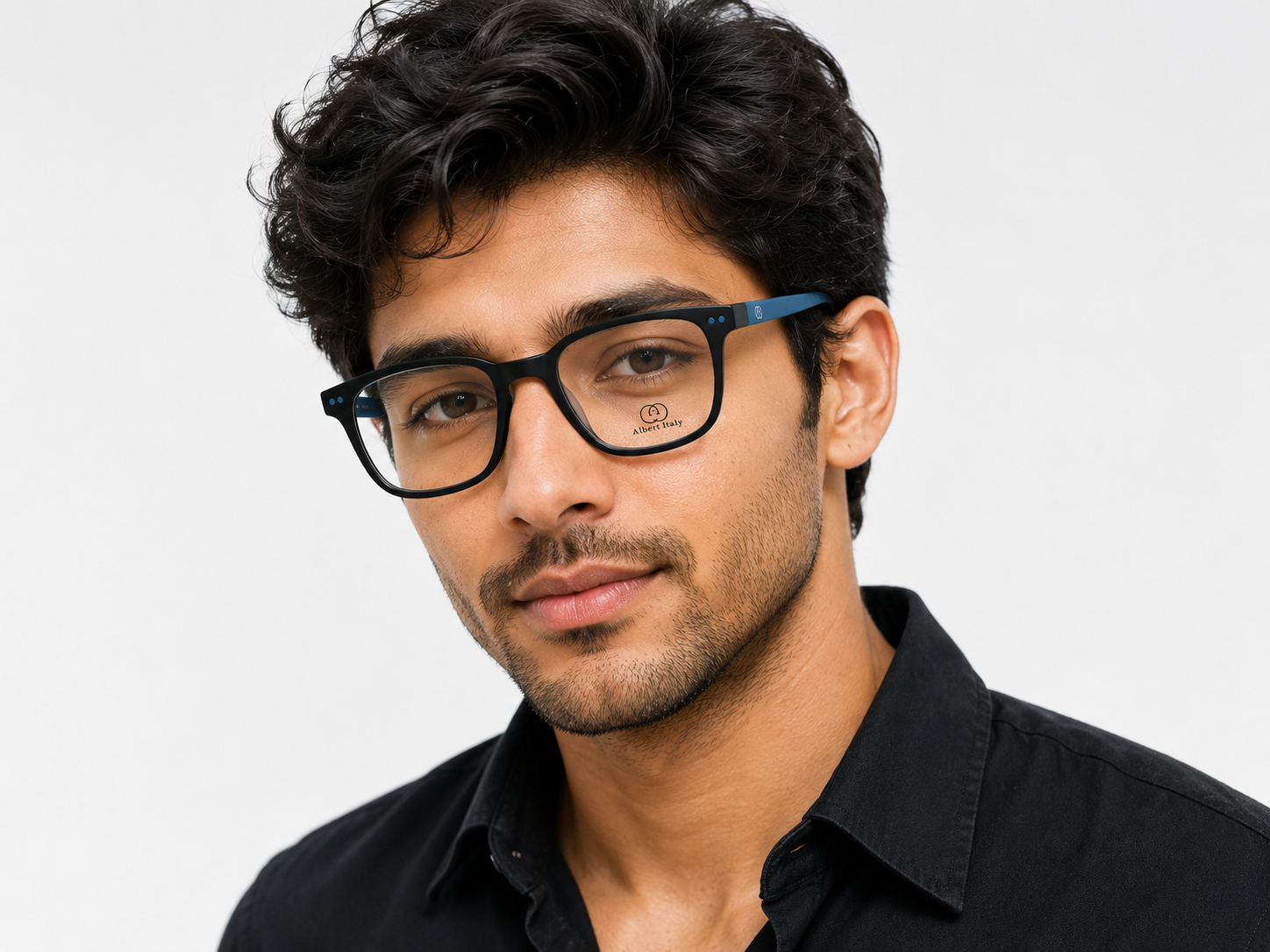 Albert Italy Matte Black & Steel Blue Square Frame - Image 5