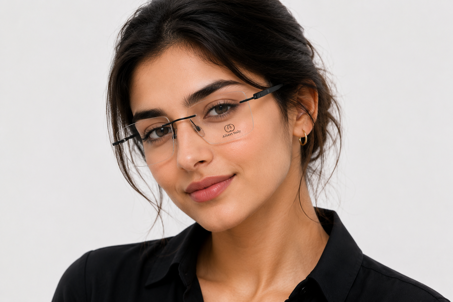 Albert Italy Brushed Gunmetal Rimless Rectangular Frame - Image 5