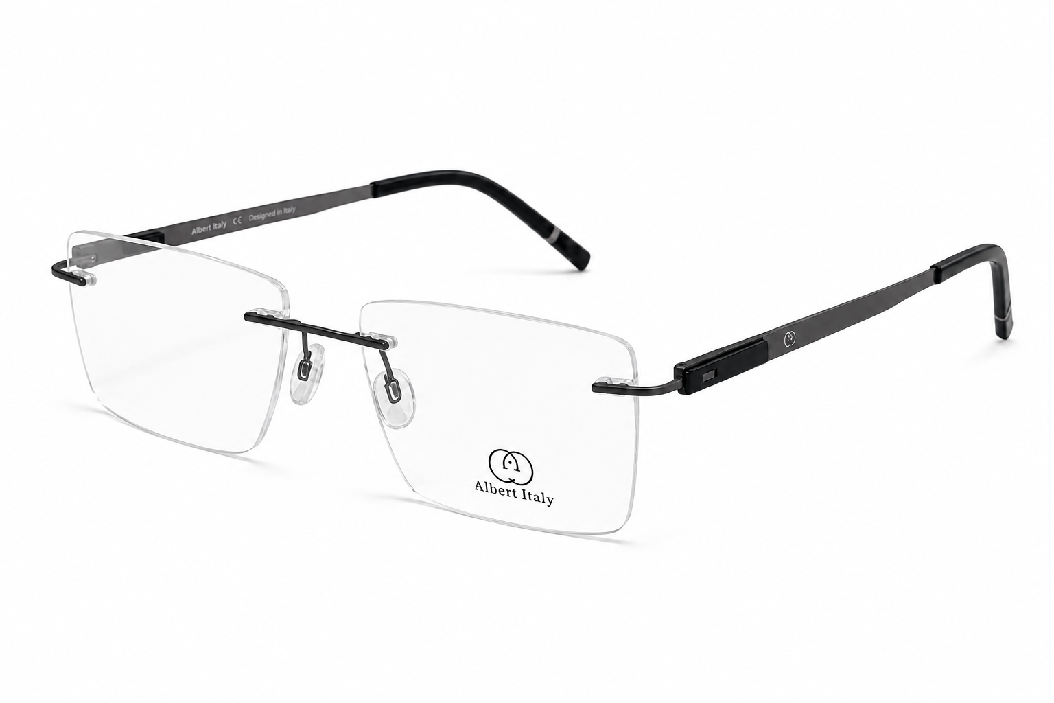 Albert Italy Brushed Gunmetal Rimless Rectangular Frame - Image 2