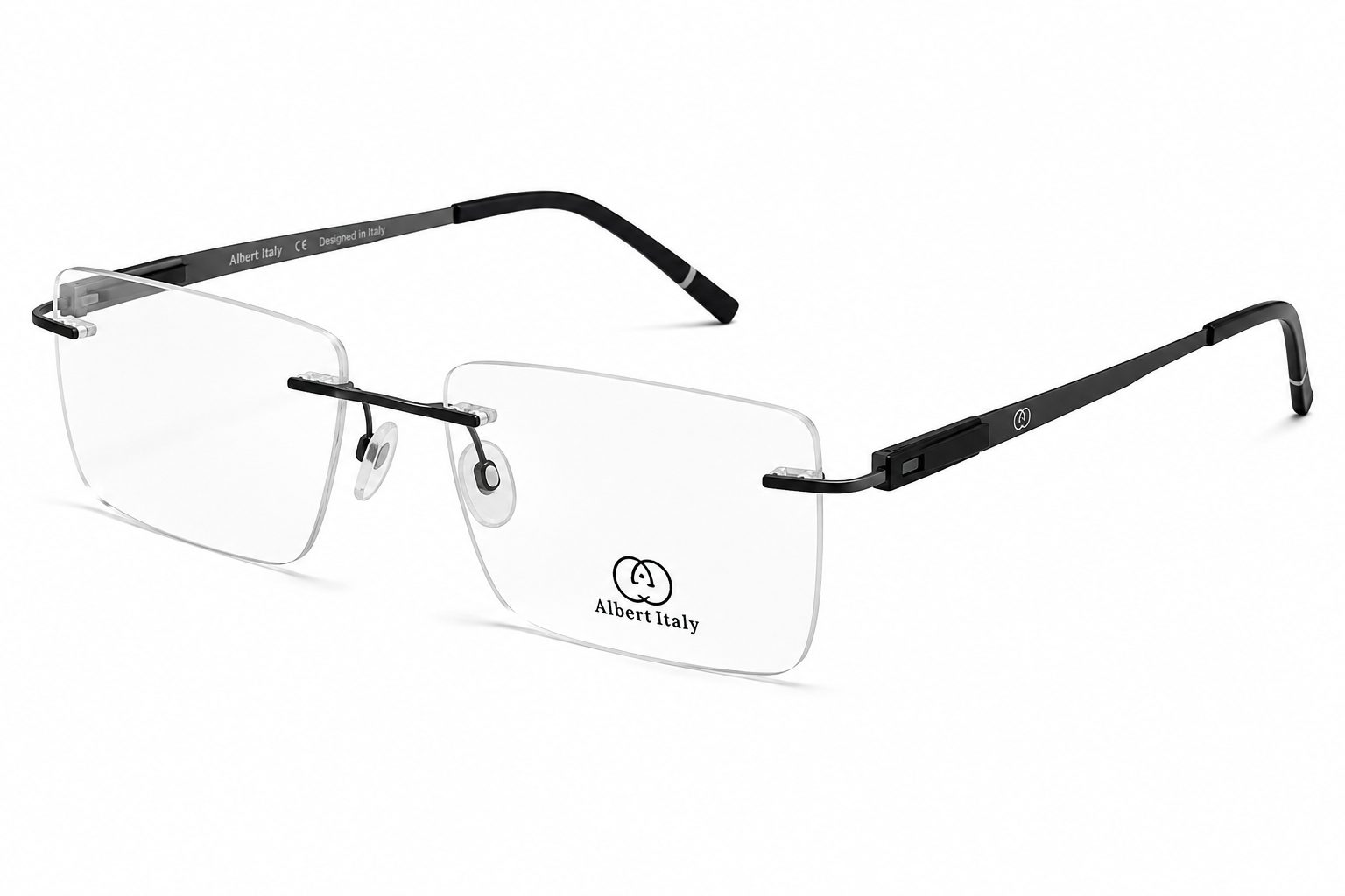 Albert Italy Matte Black Rimless Rectangular Frame - Image 2