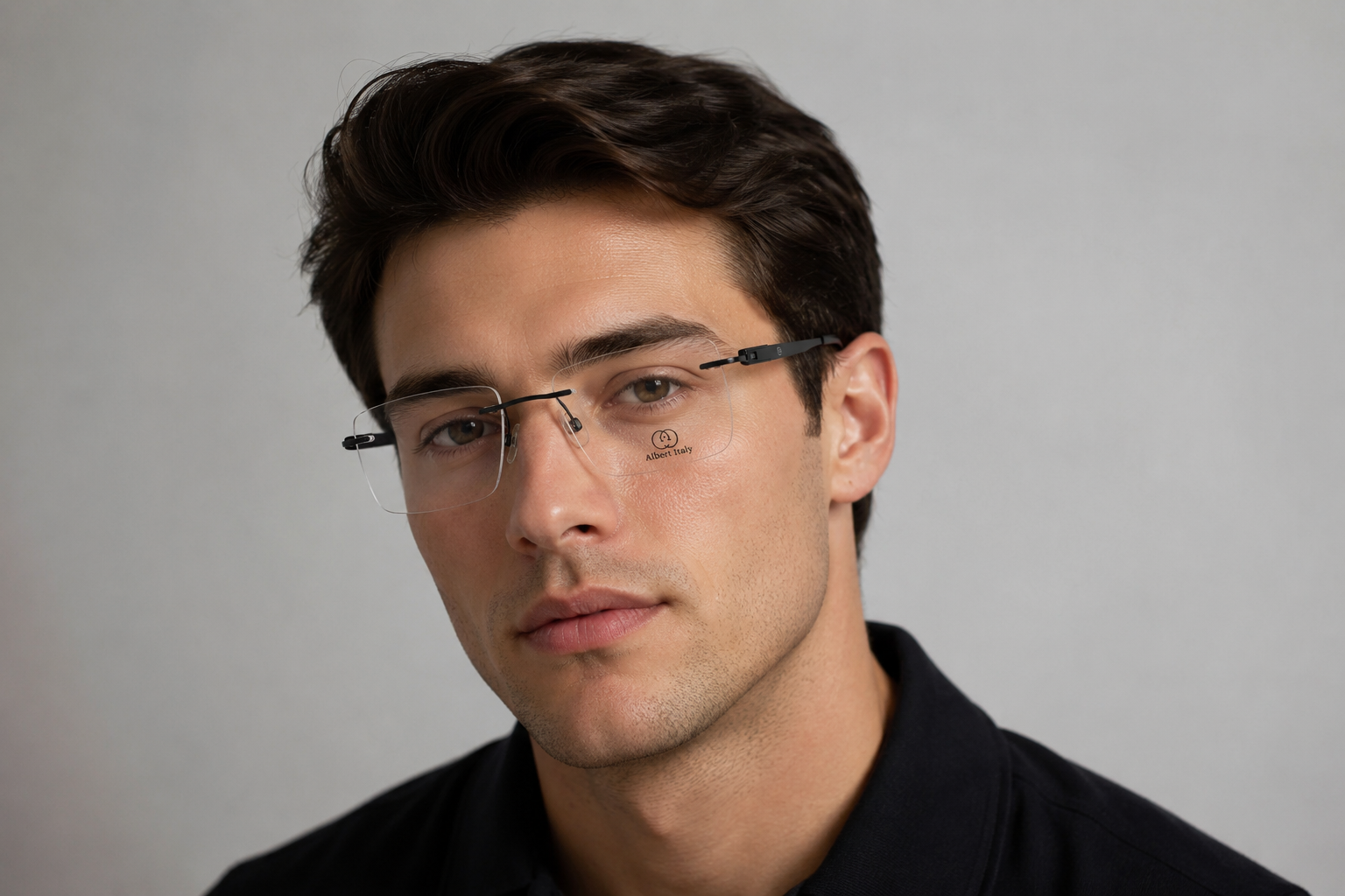 Albert Italy Matte Black Rimless Rectangular Frame - Image 4