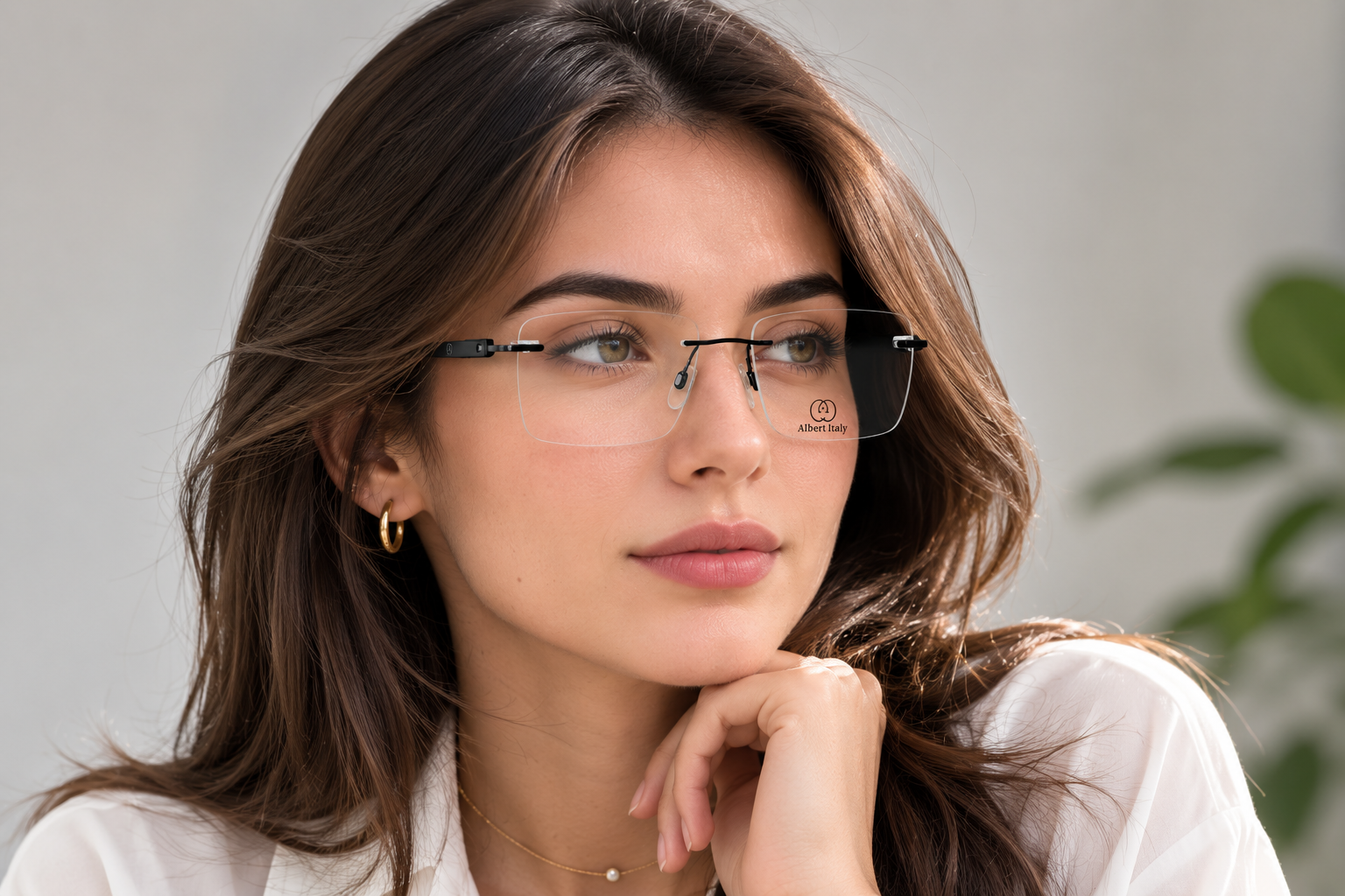 Albert Italy Matte Black Rimless Rectangular Frame - Image 5