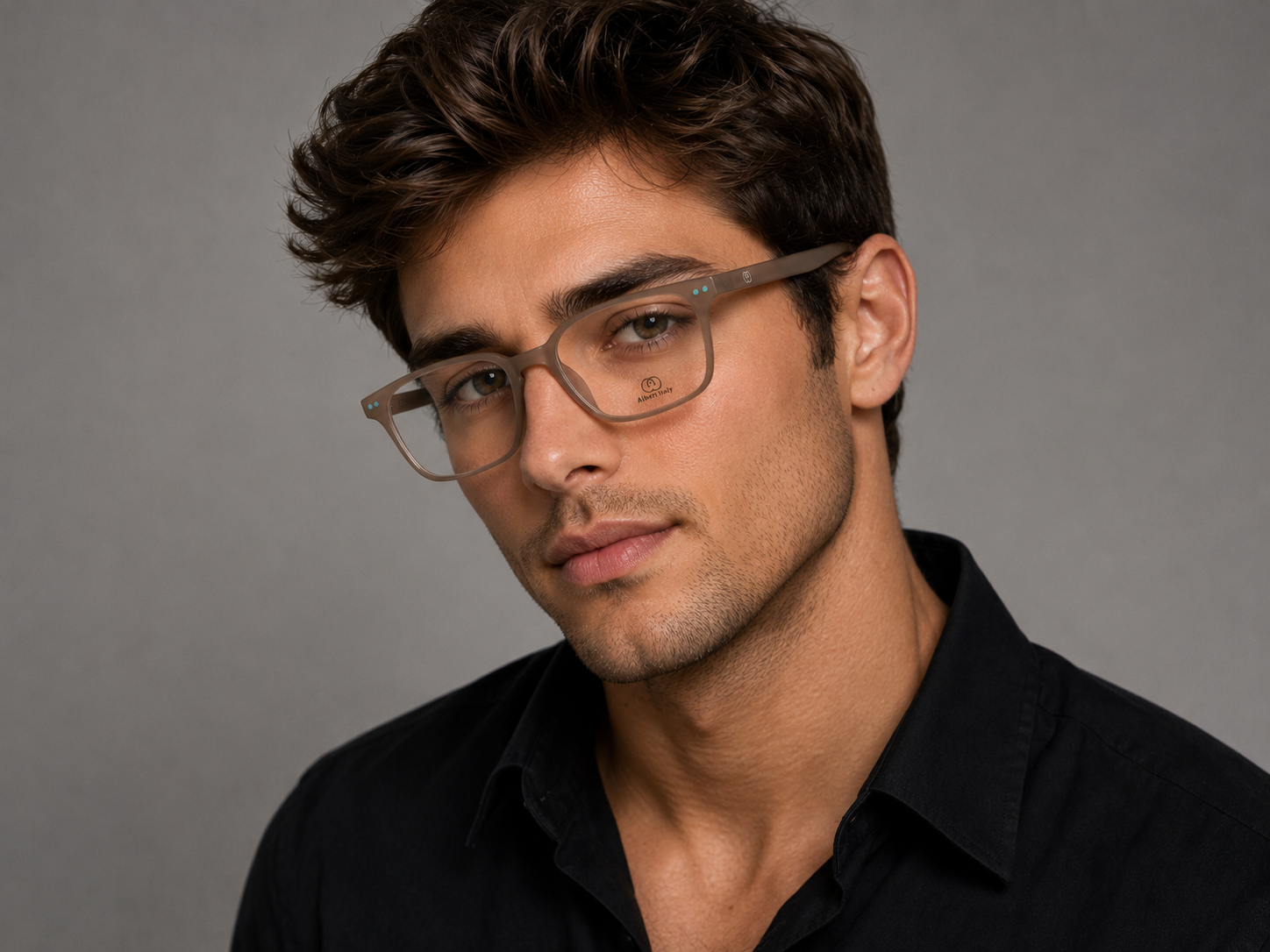 Albert Italy Matte Translucent Beige & Teal Square Frame - Image 4