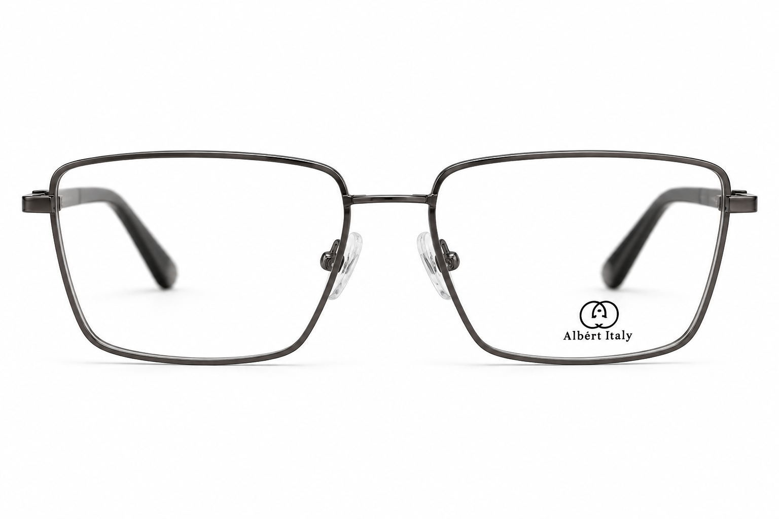 Albert Italy Gunmetal Double-Bridge Rectangular Frame