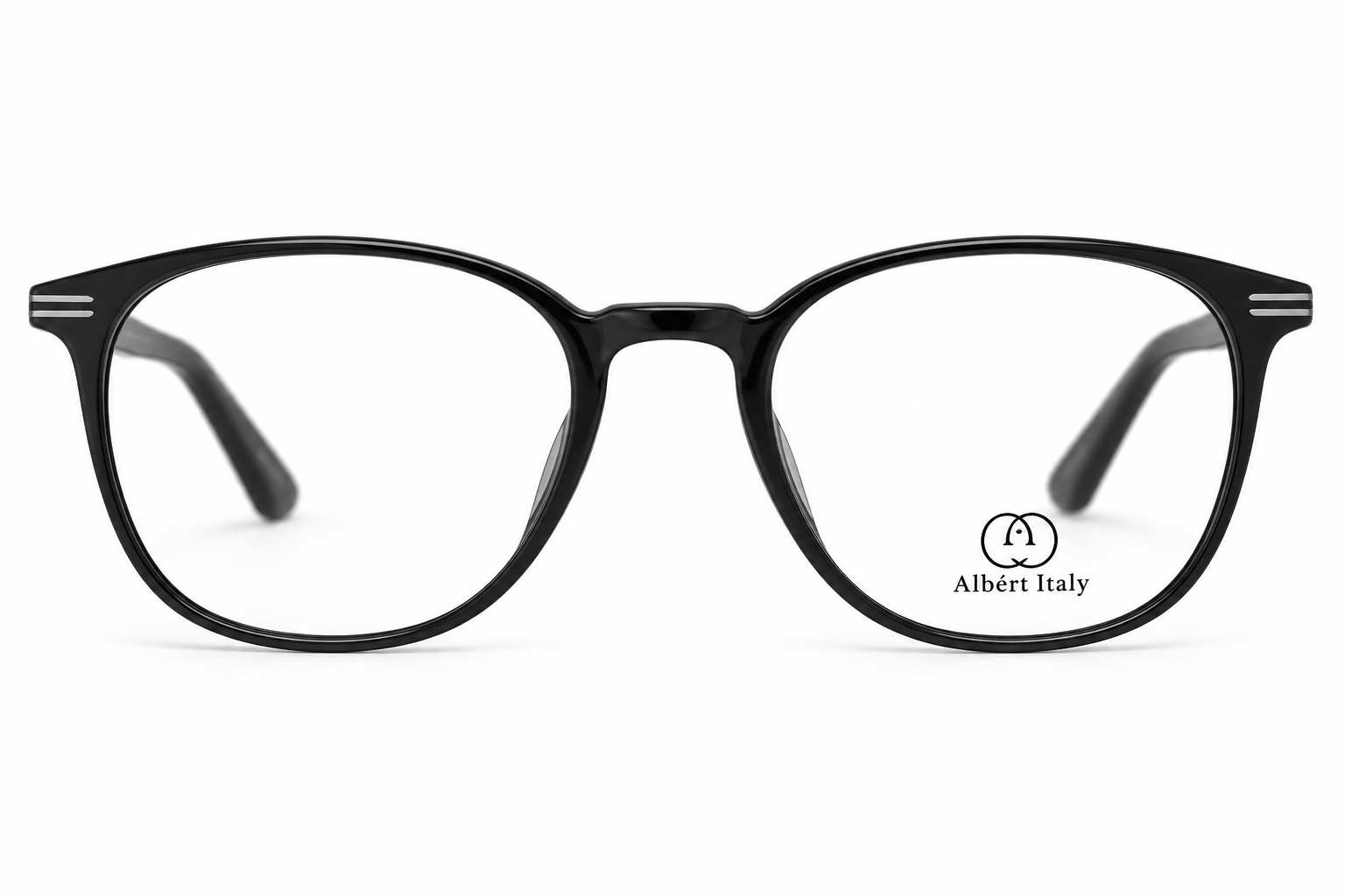 Albert Italy Glossy Black & Gunmetal Round Frame