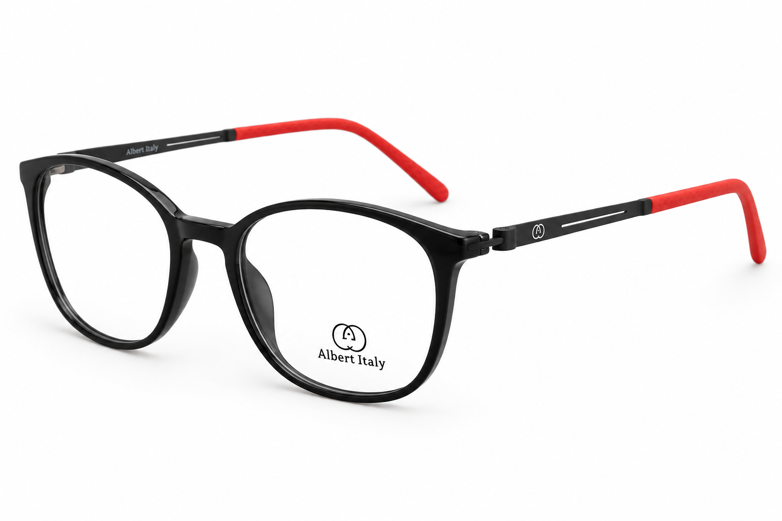 Albert Italy Glossy Black & Red Rounded Square Frame