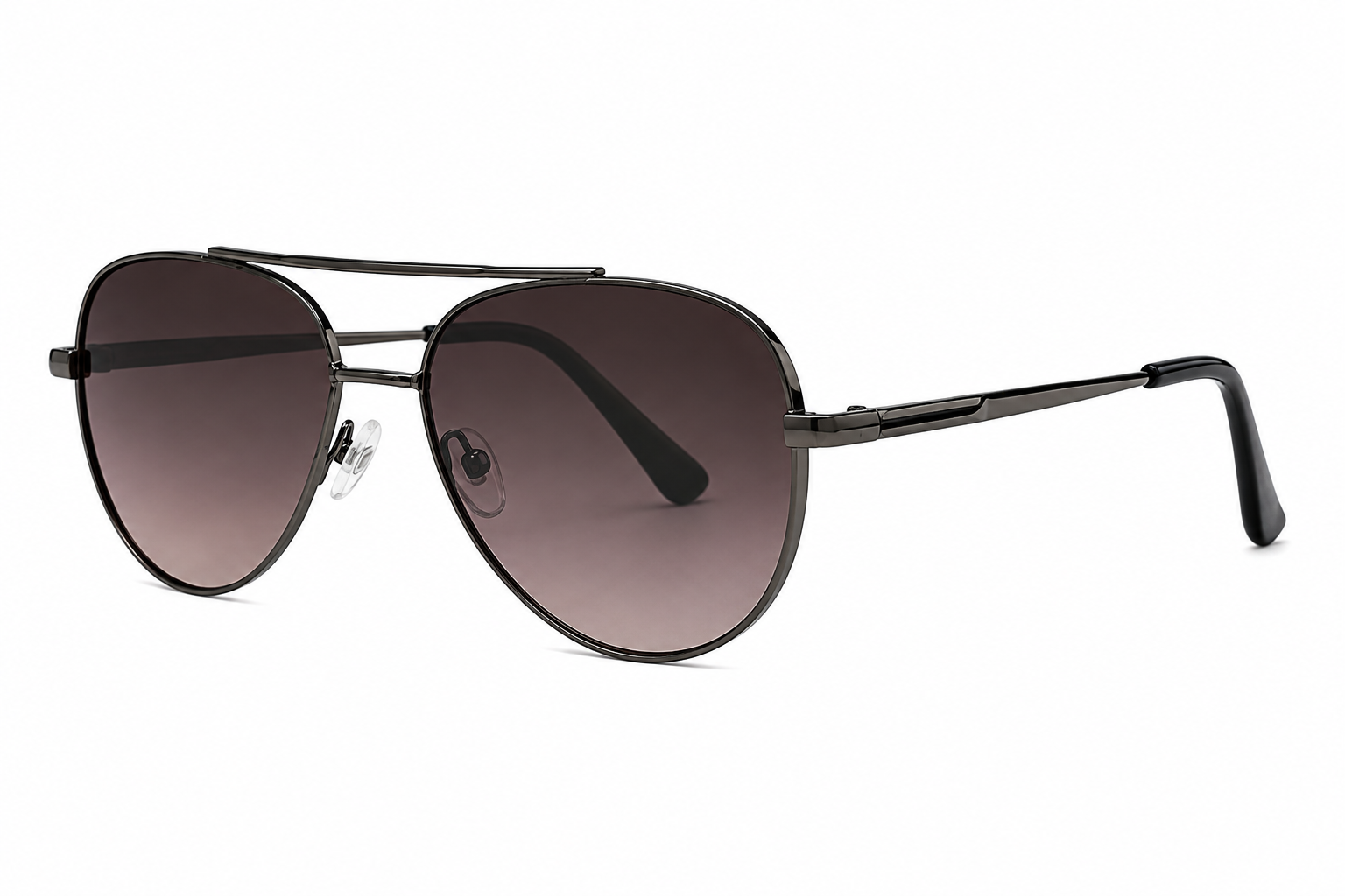 JET Gunmetal & Black Double-Bridge Aviator Sunglasses - Image 2