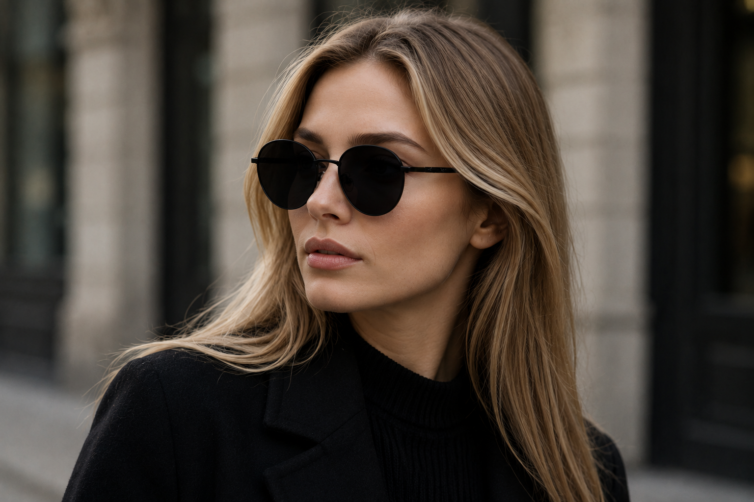 JET Glossy Black Rounded Square Sunglasses - Image 7