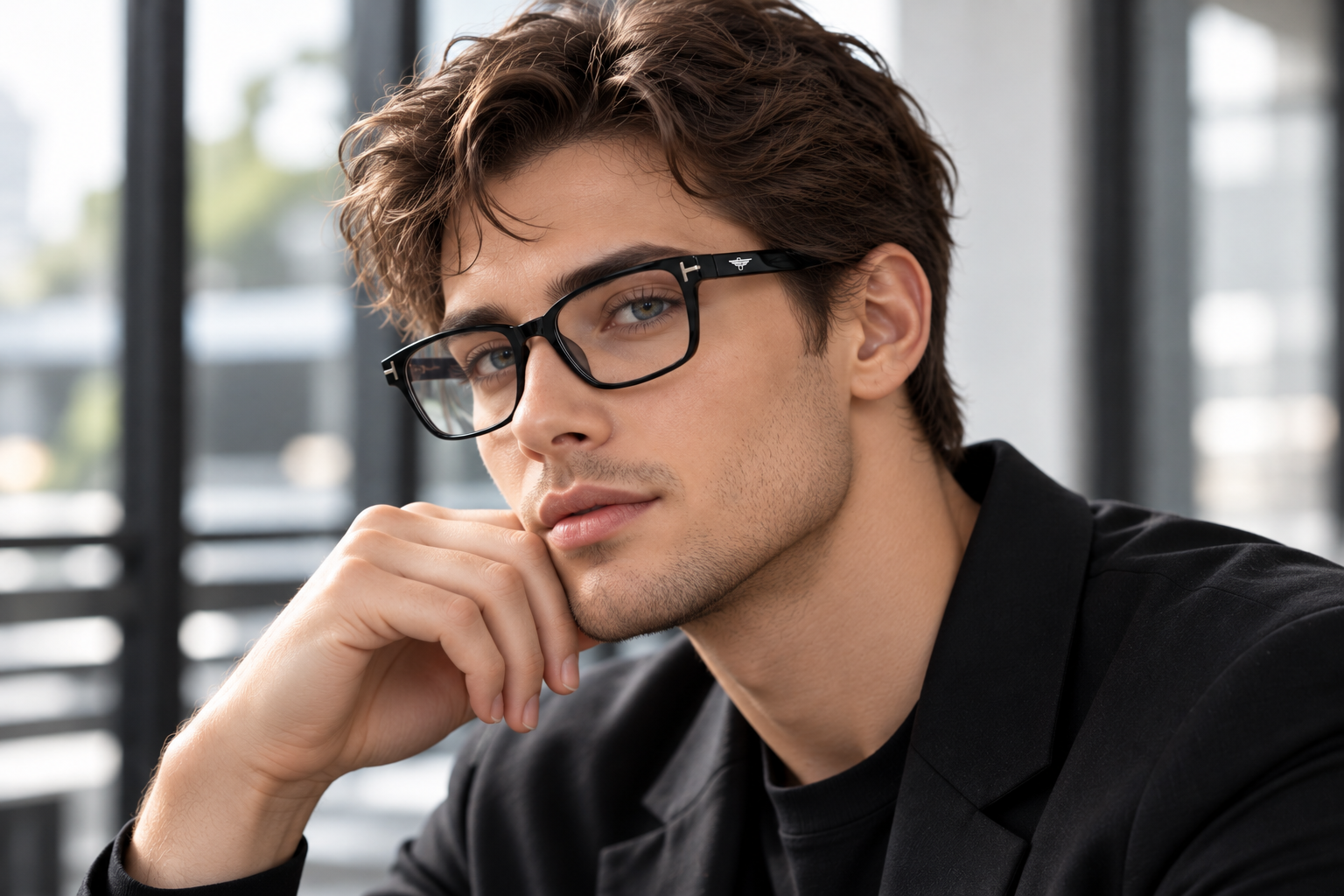 JET Classic Black Square Acetate Frame - Image 6