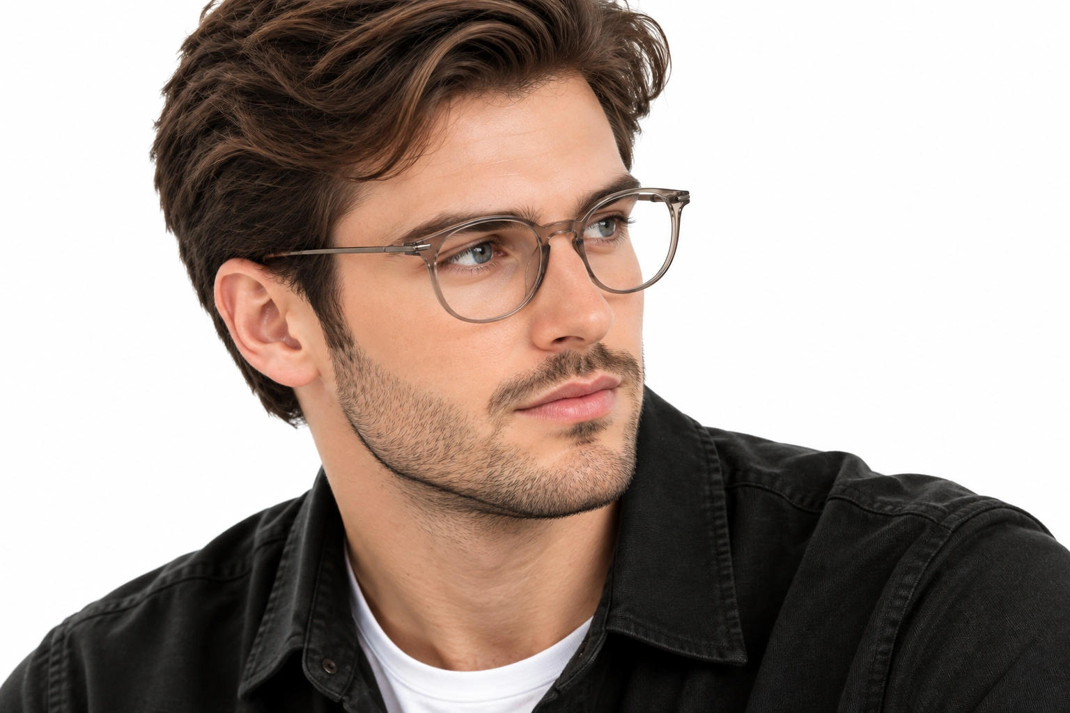 Albert Italy Translucent Taupe Grey Round Panto Frame - Image 4