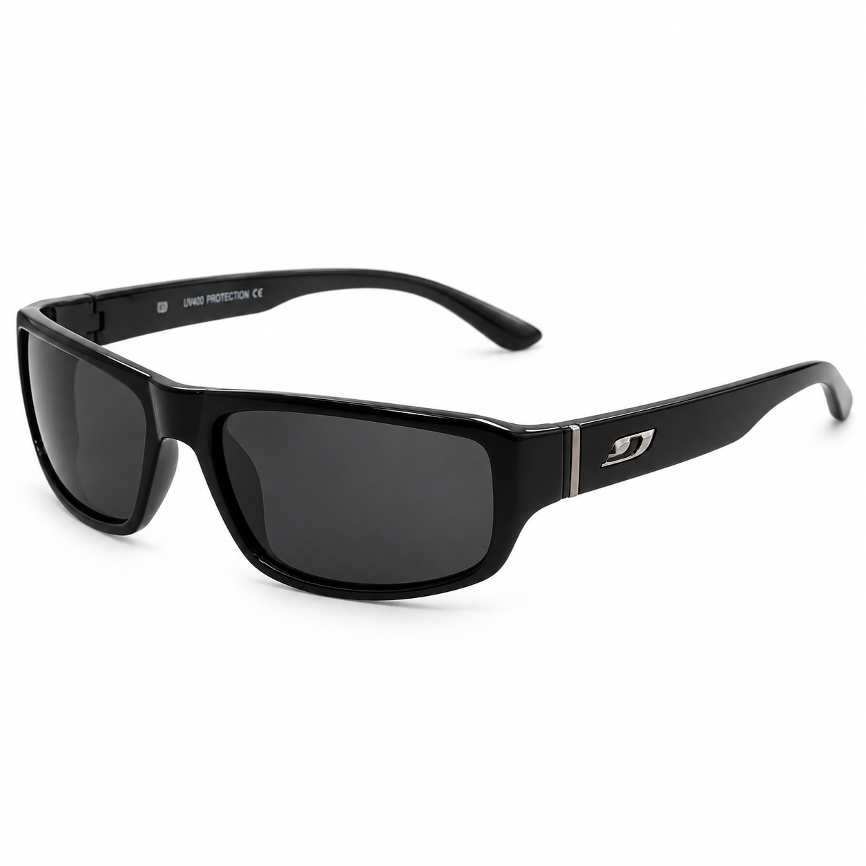 JET Glossy Black Rectangular Sport Sunglasses - Image 2