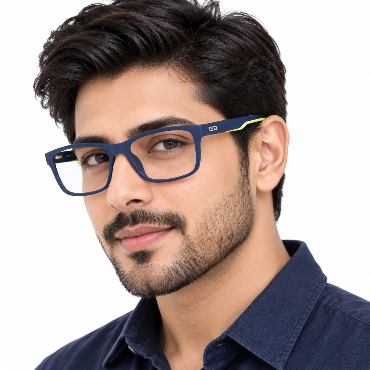 O3 Matte Navy & Lime Yellow Wayfarer Frame - Image 5