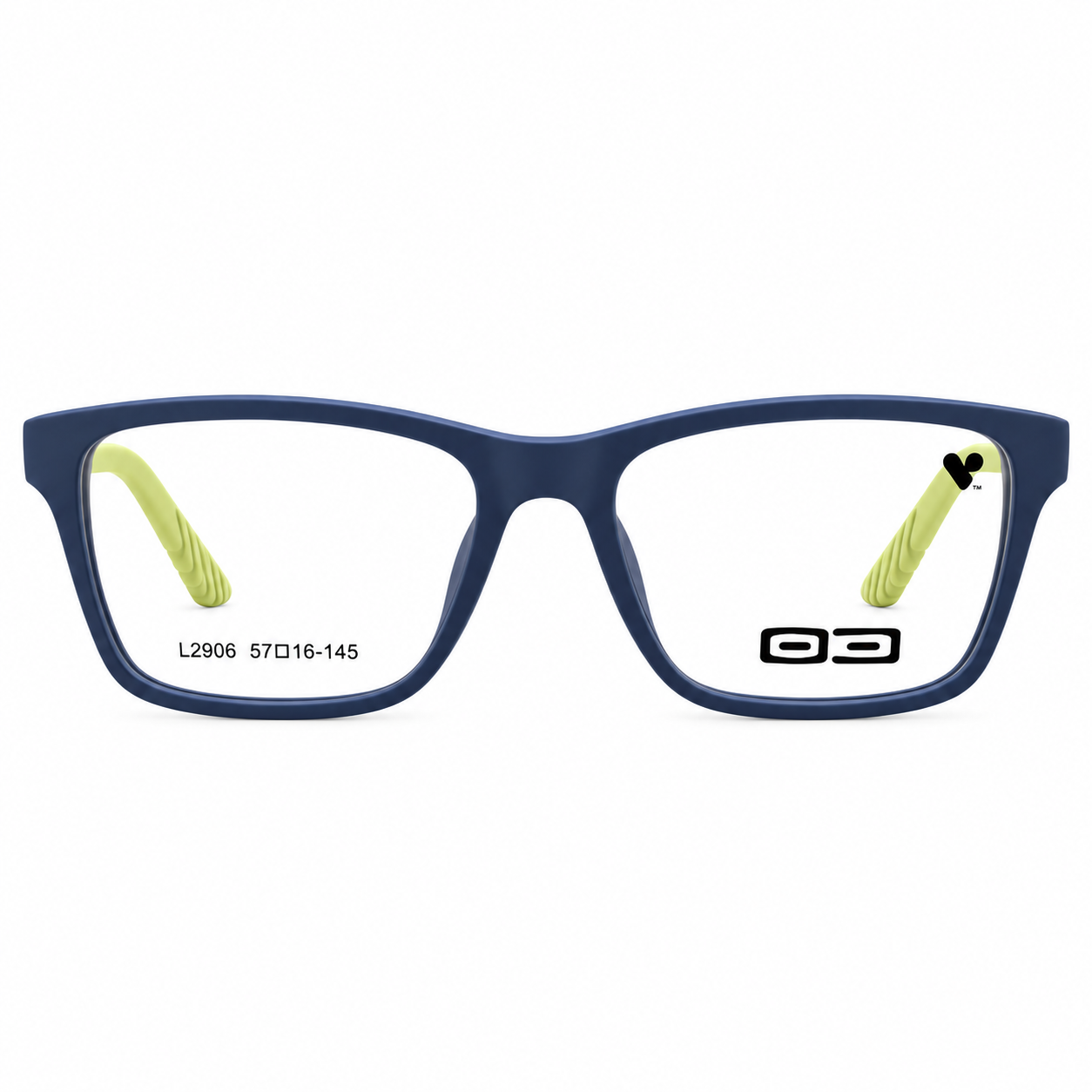 O3 Matte Navy & Lime Yellow Wayfarer Frame - Image 2
