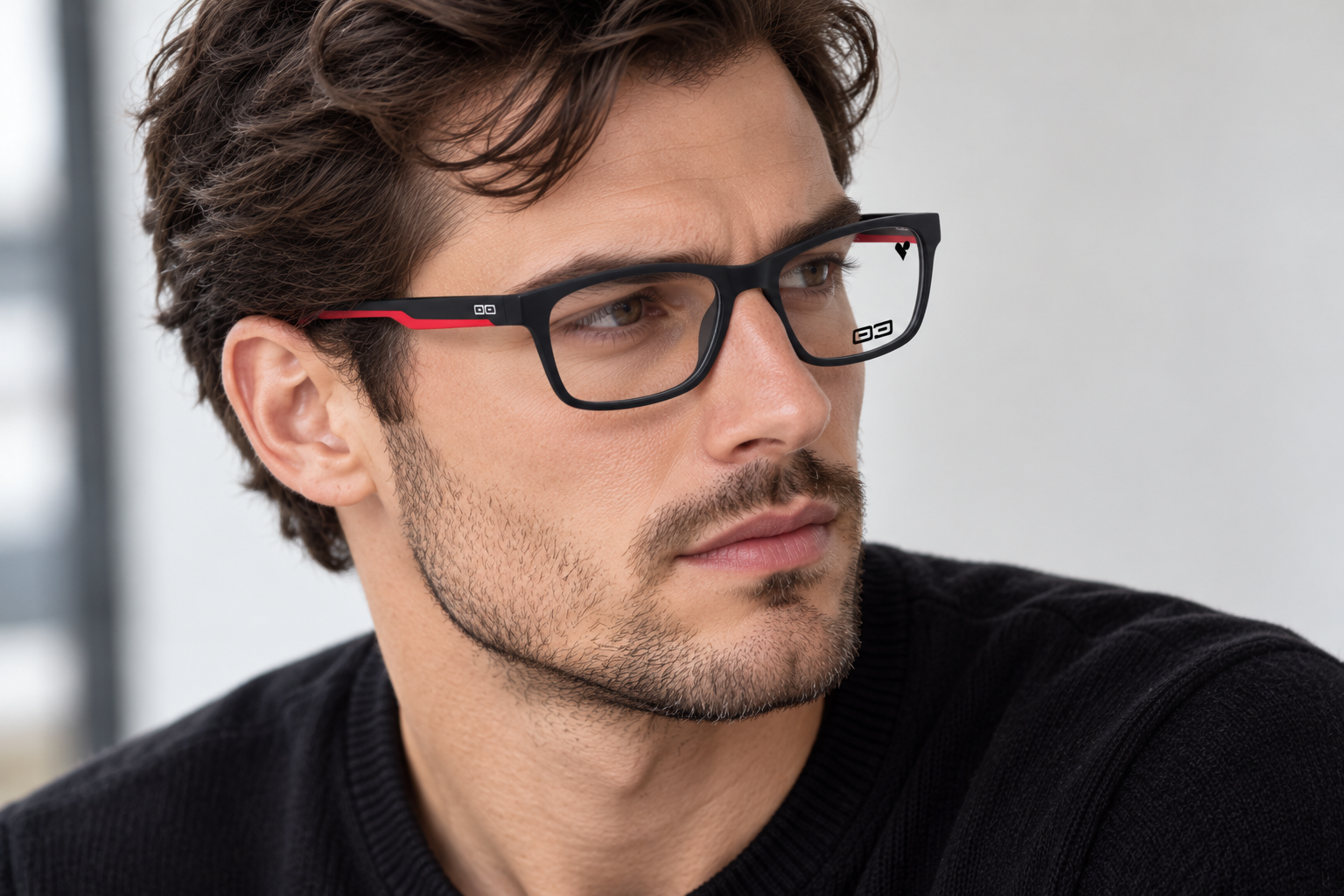 O3 Matte Black & Red Racing Stripe Wayfarer Frame - Image 3