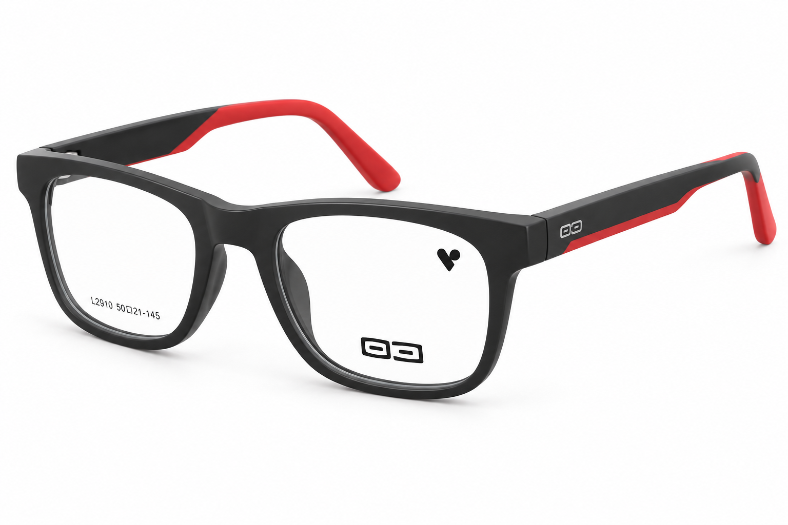 O3 Matte Black & Red Racing Stripe Wayfarer Frame - Image 2